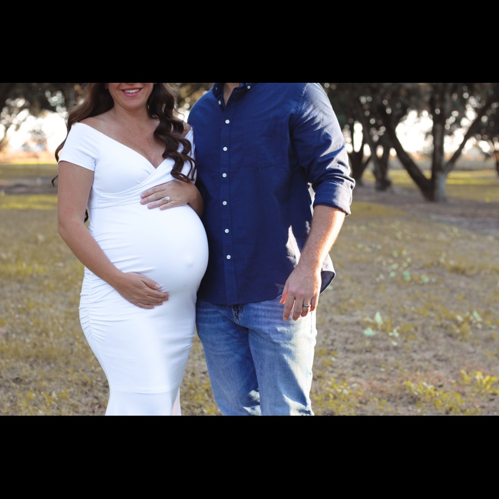 PinkBlush mermaid maxi dress maternity photos